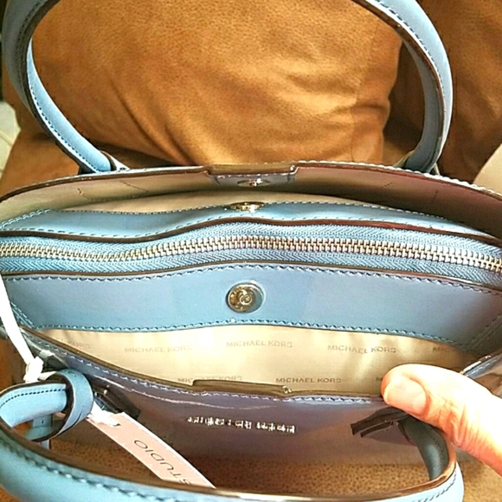 Michael Kors dome satchel patent leather denim blue - Picture 4 of 9